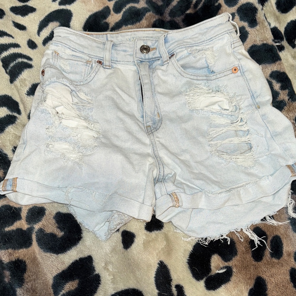 American Eagle Outfitters Light Blue Ripped Jean Shorts